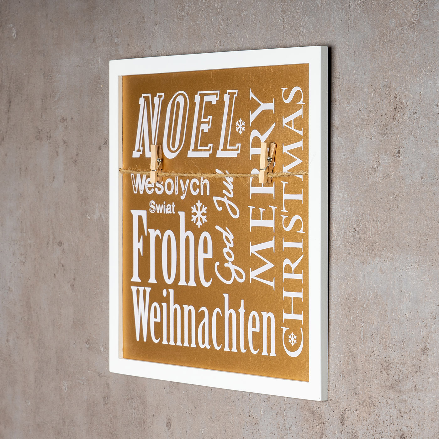 3er Set Wandbilder Je 30x30cm Weiß Gold Holz Weihnachten Sprüche Memoboard Deko