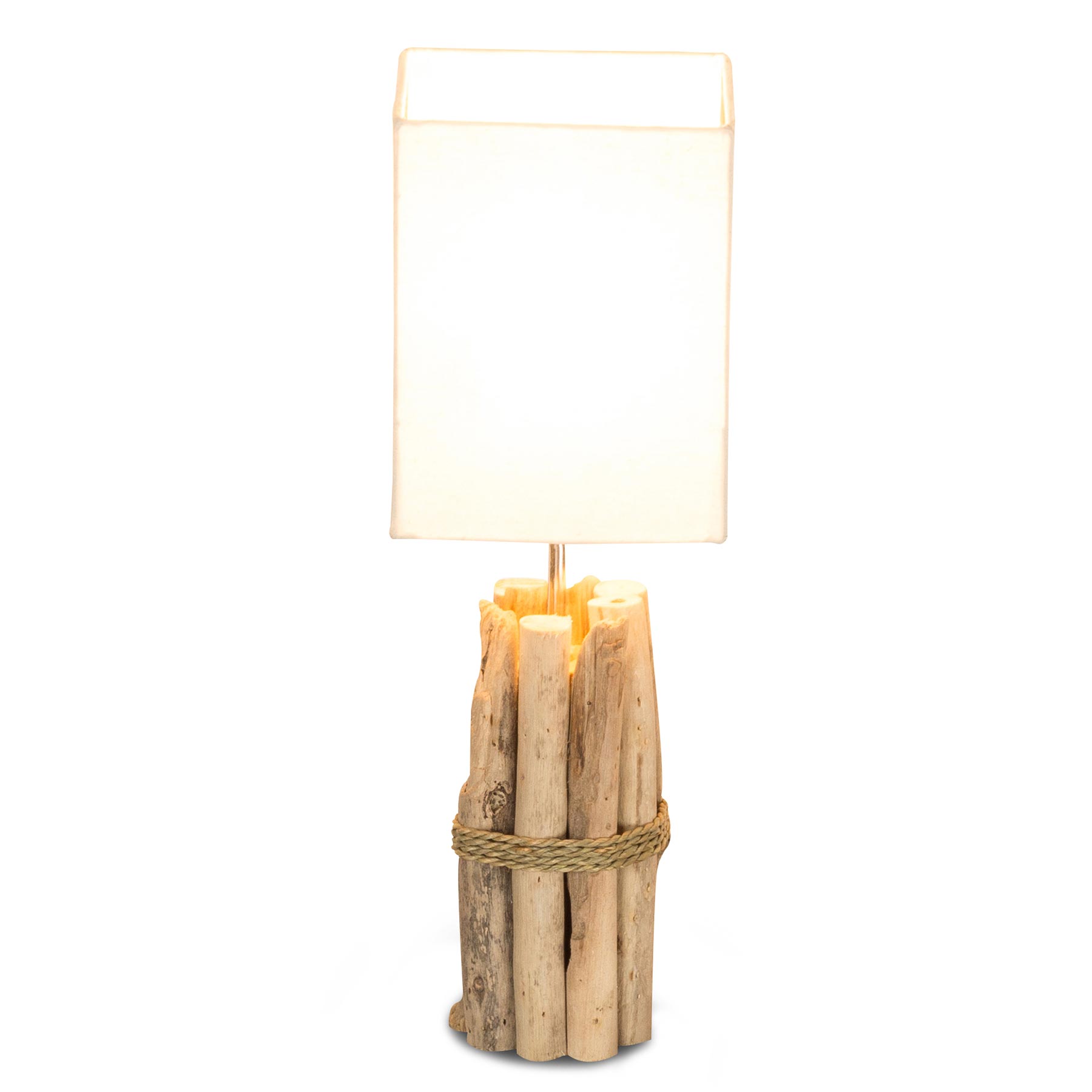 Tischlampe 17x50x17cm Treibholz Tischleuchte Unikat Holz Lampe Licht