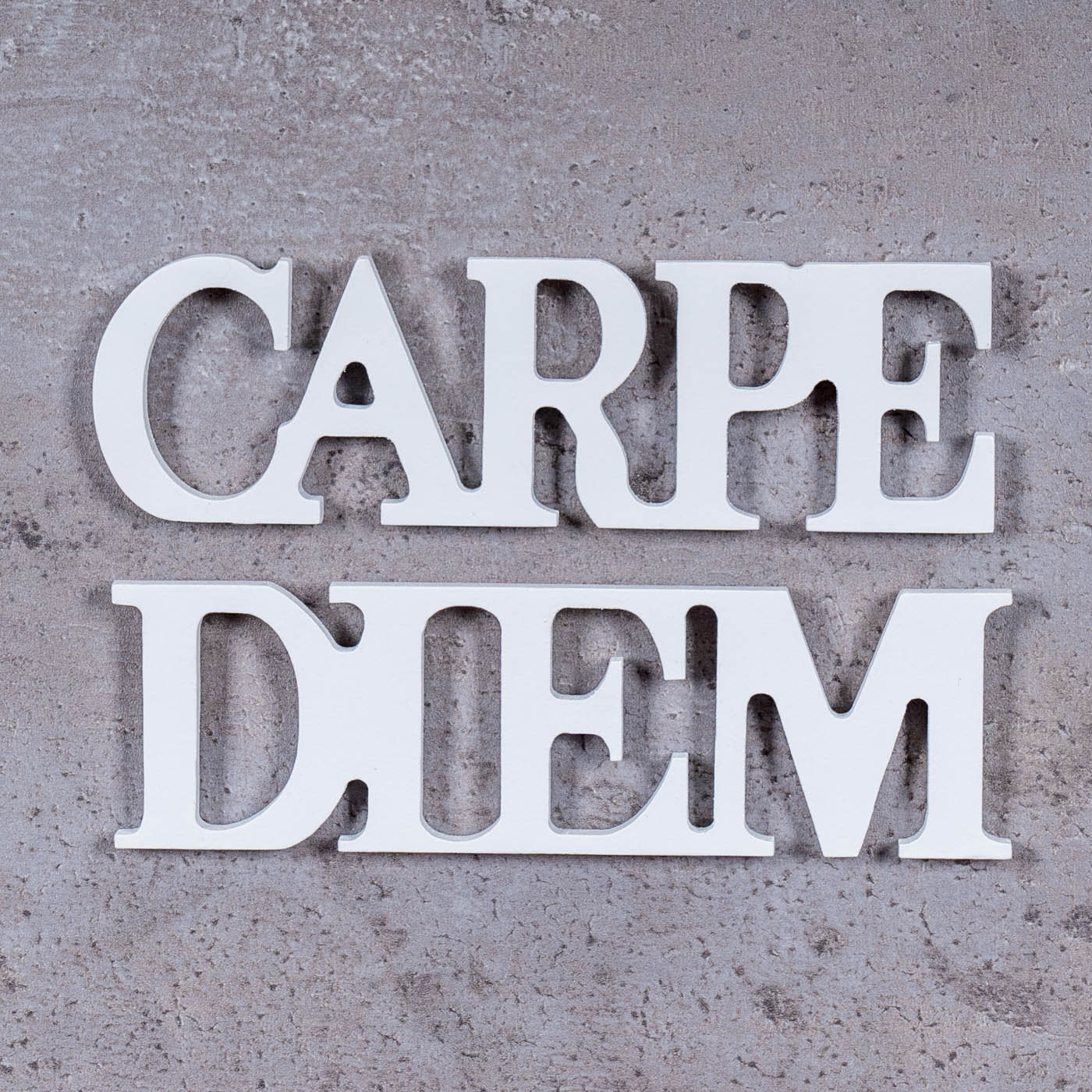 Schriftzug Carpe Diem 17x5cm Weiß Tischdeko Wandbild Wanddeko Buchstaben Deko