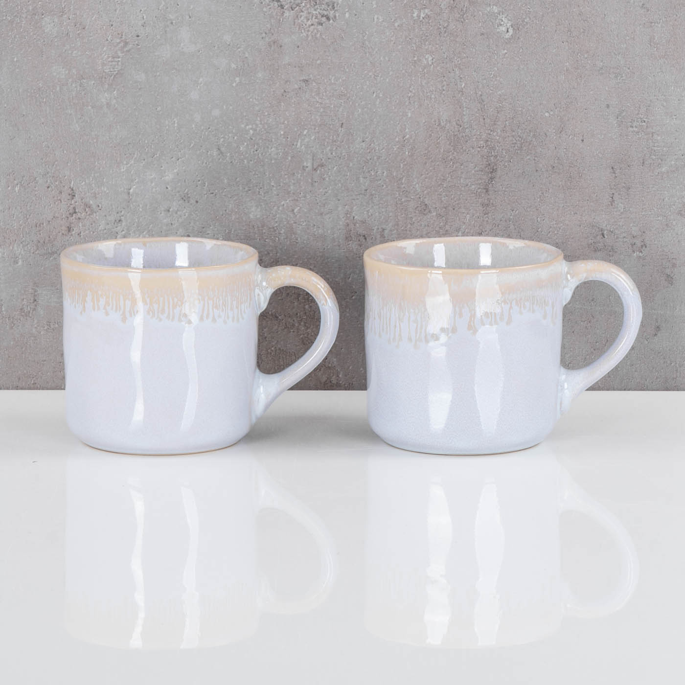 4er Set Steingut Becher 350ml Tasse Grau Kaffeepott Tasse Modern Design Küche