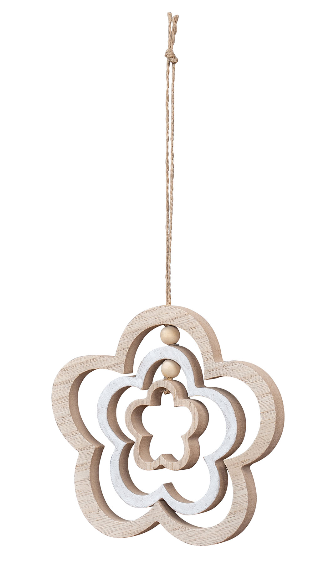 Deko Blume Mobile H15cm Windspiel MDF Holz Natur Weiß Holzblume Hängedeko Deko