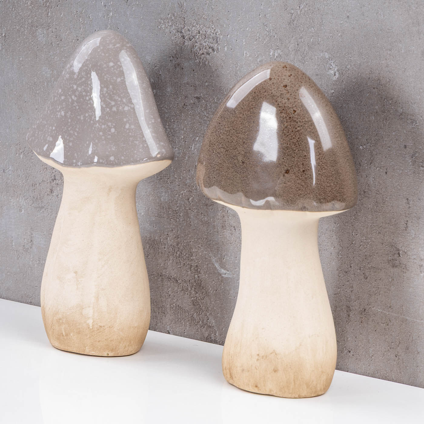 Deko Porzellan Pilz 2er Set Grau Taupe Tischdeko Herbst Herbstdeko Dekofigur