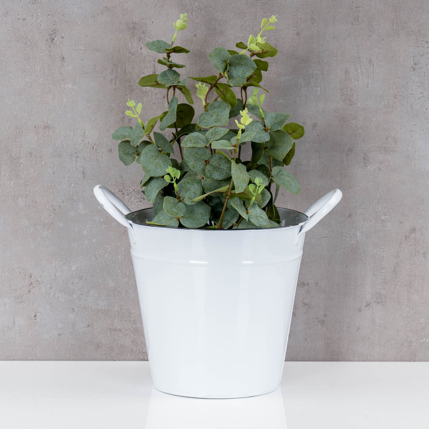 Pflanztopf Metall Eimer 18cm Weiß Blumentopf Pflanzkübel Garten Deko Blumenkübel