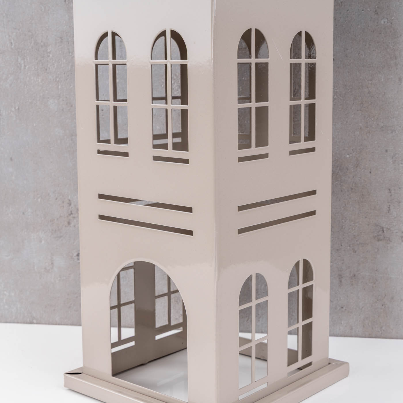 Metall Laterne Haus Grau H49cm Dekohaus Windlicht Hausform Kerzenhalter Deko