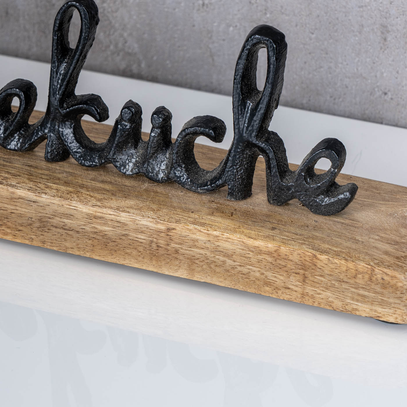 Schriftzug Sterneküche L30cm Metall Schwarz Mango Holz Tischdeko Deko Aufsteller