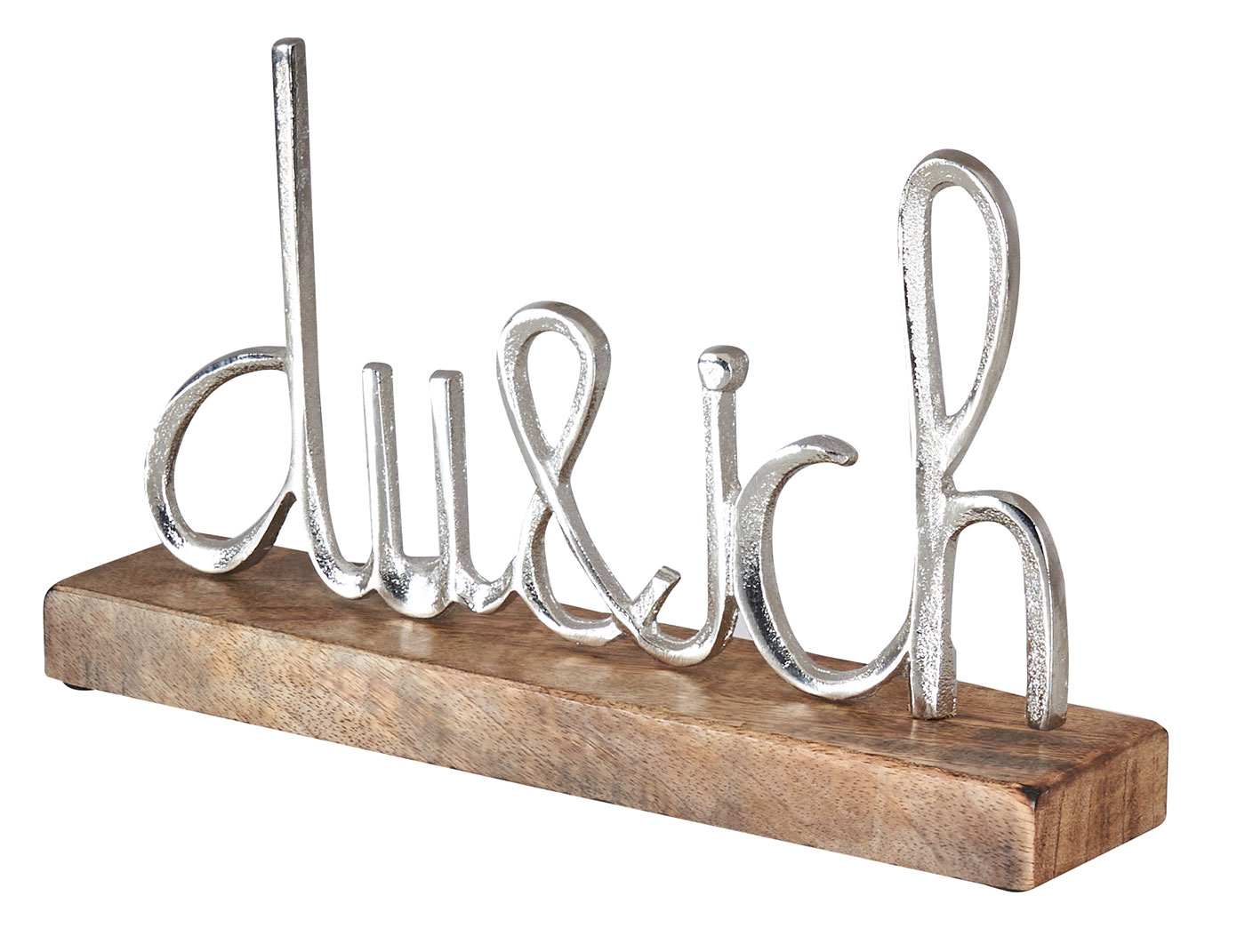 Schriftzug Du Und Ich L25cm Silber Mango Holz Tischdeko Geschenk Aufsteller Deko