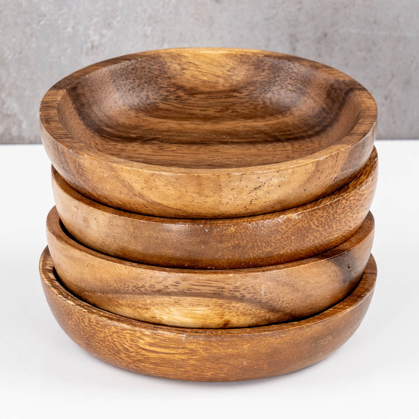 4er Set Runde Teller Akazie Ø10cm Holzteller Snackteller Dekoteller Deko Unikat