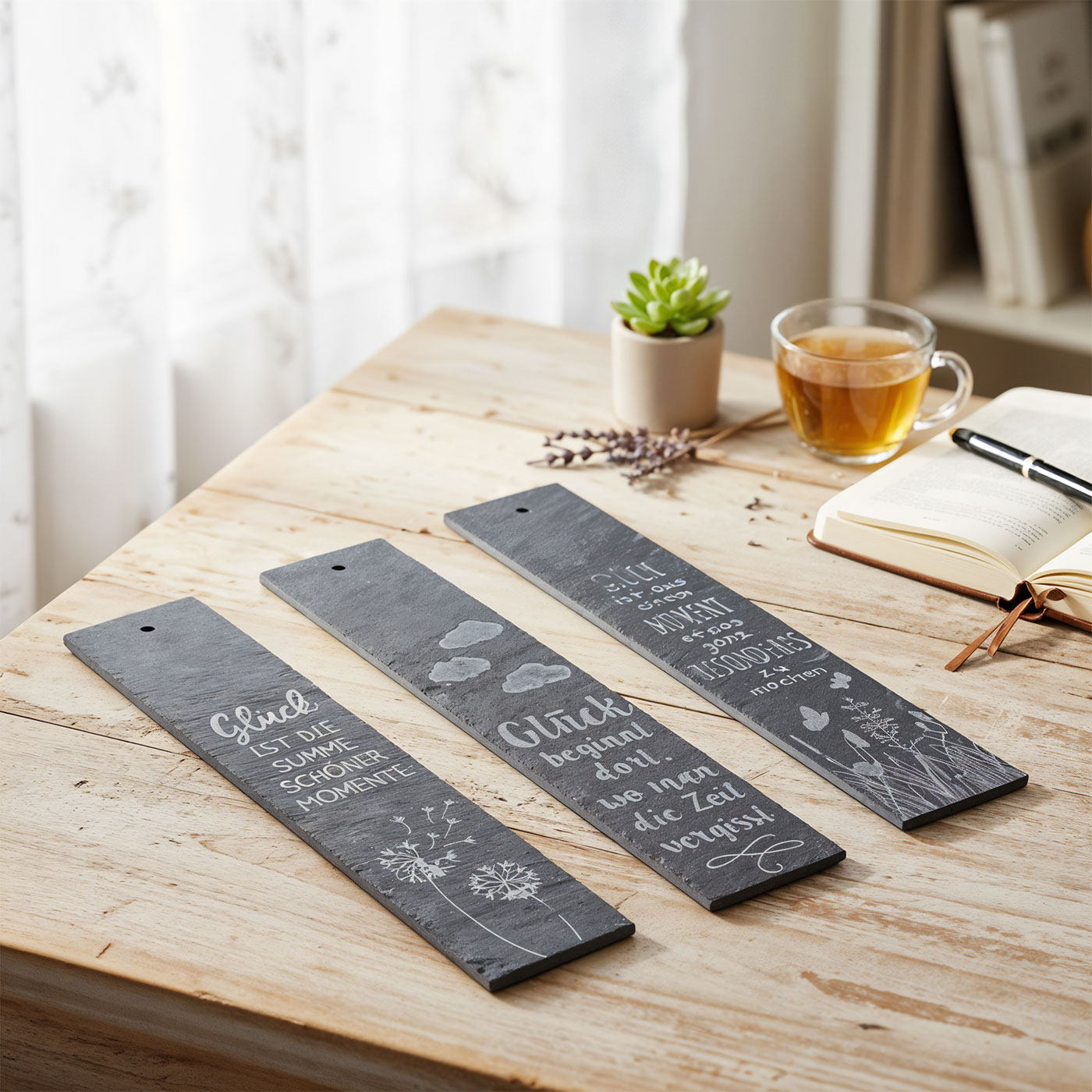 Schiefer Schilder Glück H30cm Sprüche Deko Schild Schiefertafel Wandbild Schwarz