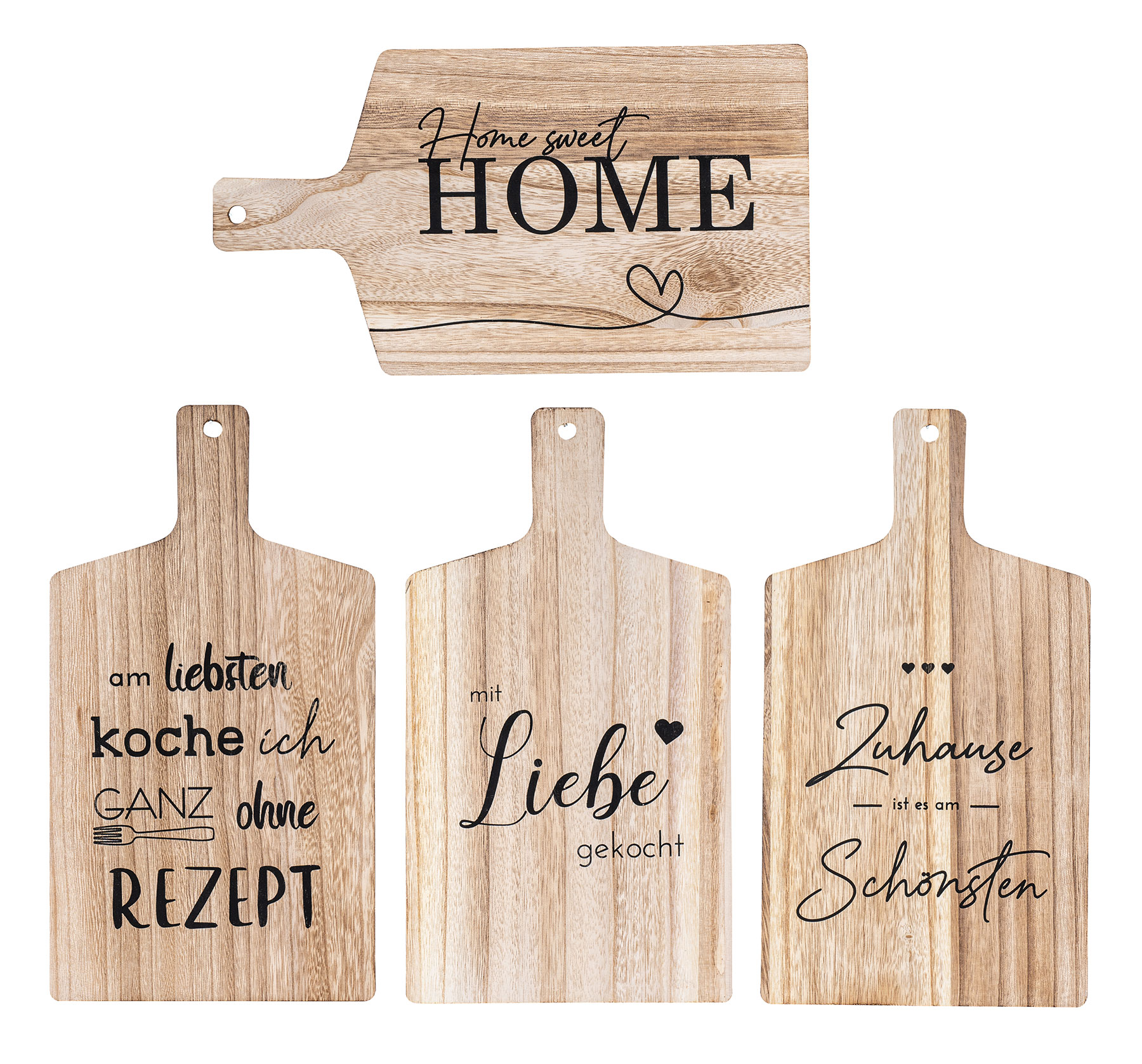 4er Set Wandbilder 22x40cm Sprüche Holz Schneidbrett Wanddeko Holzbild Küche