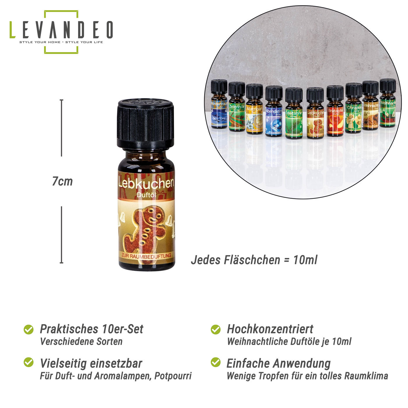 10er Set Weihnachtsduft Duftöle je 10ml für Duftlampen Raumduft Lufterfrischer