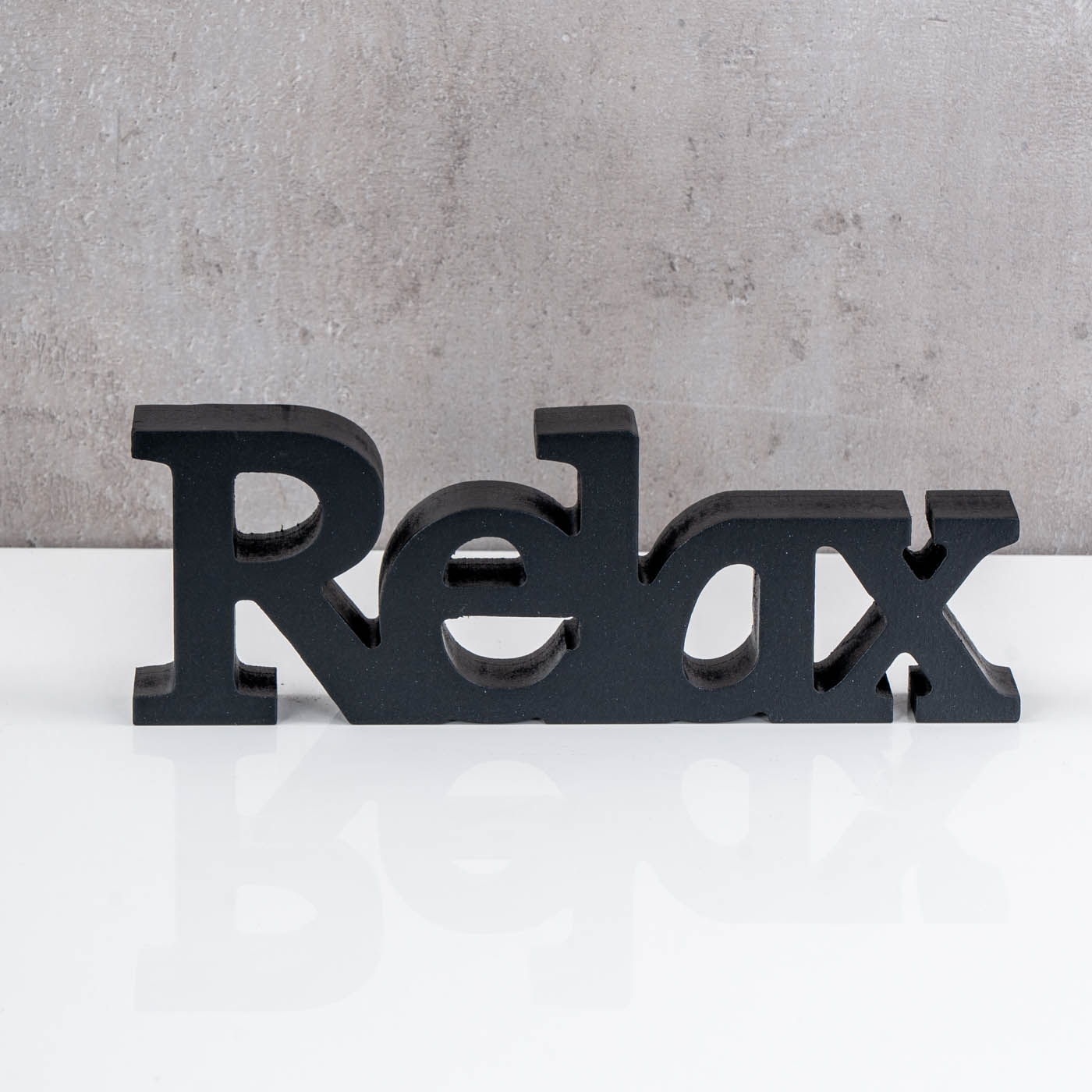Love Home Relax Schriftzug Schwarz MDF Holz Deko Aufsteller Tischdeko Wohnkultur