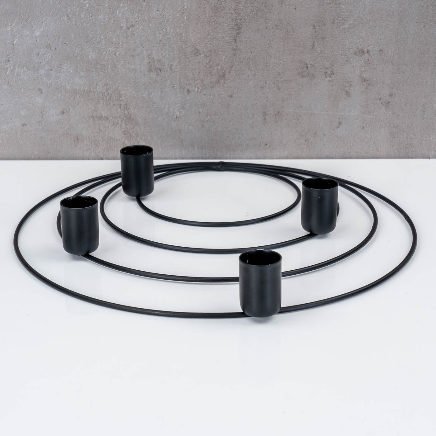 Runder Kerzenhalter Ø 27cm Metall Schwarz Kerzenständer Adventskranz Tischdeko