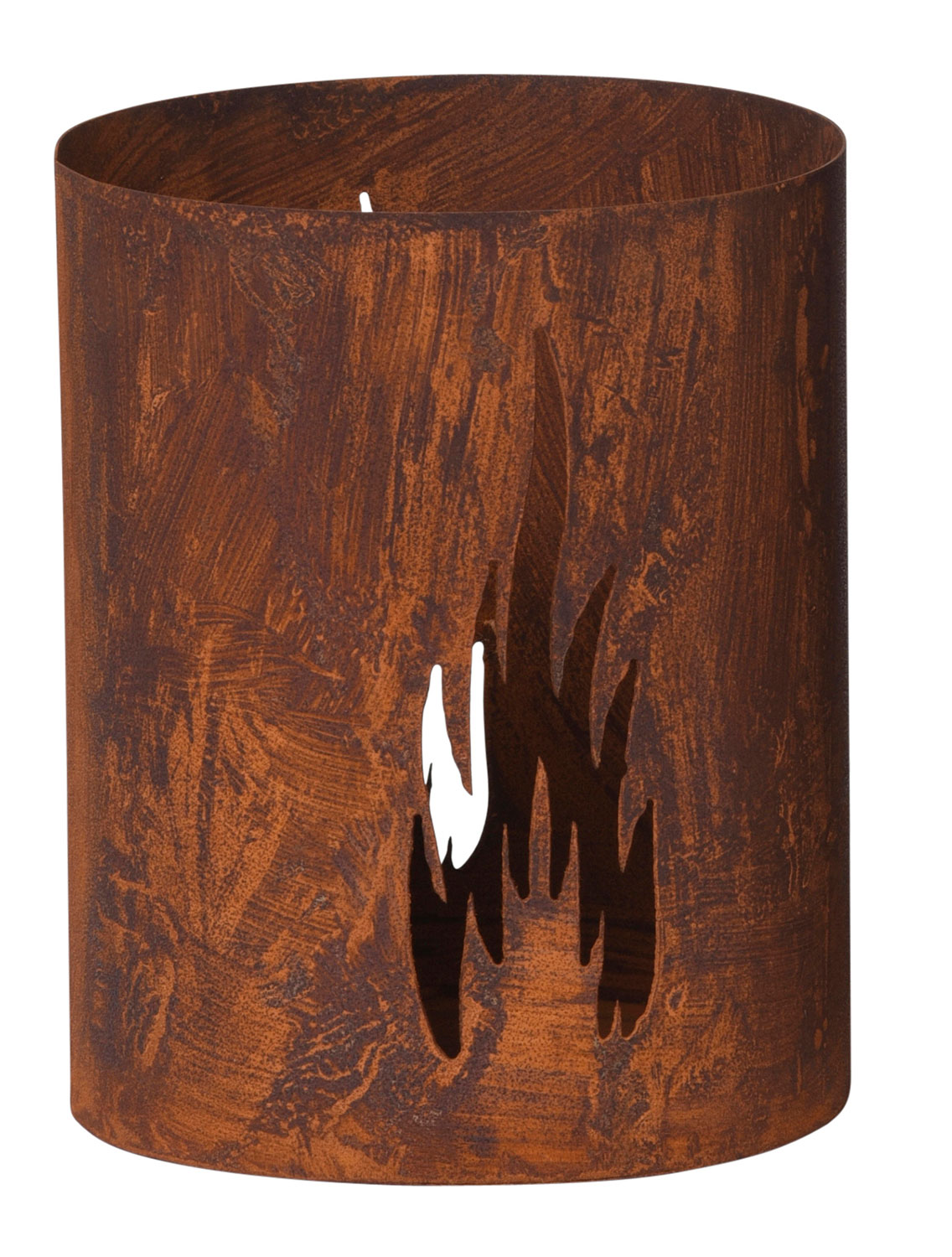2er Set Windlicht Flammen H25cm Rost Laterne Garten-Deko Gartenleuchte Rostdeko