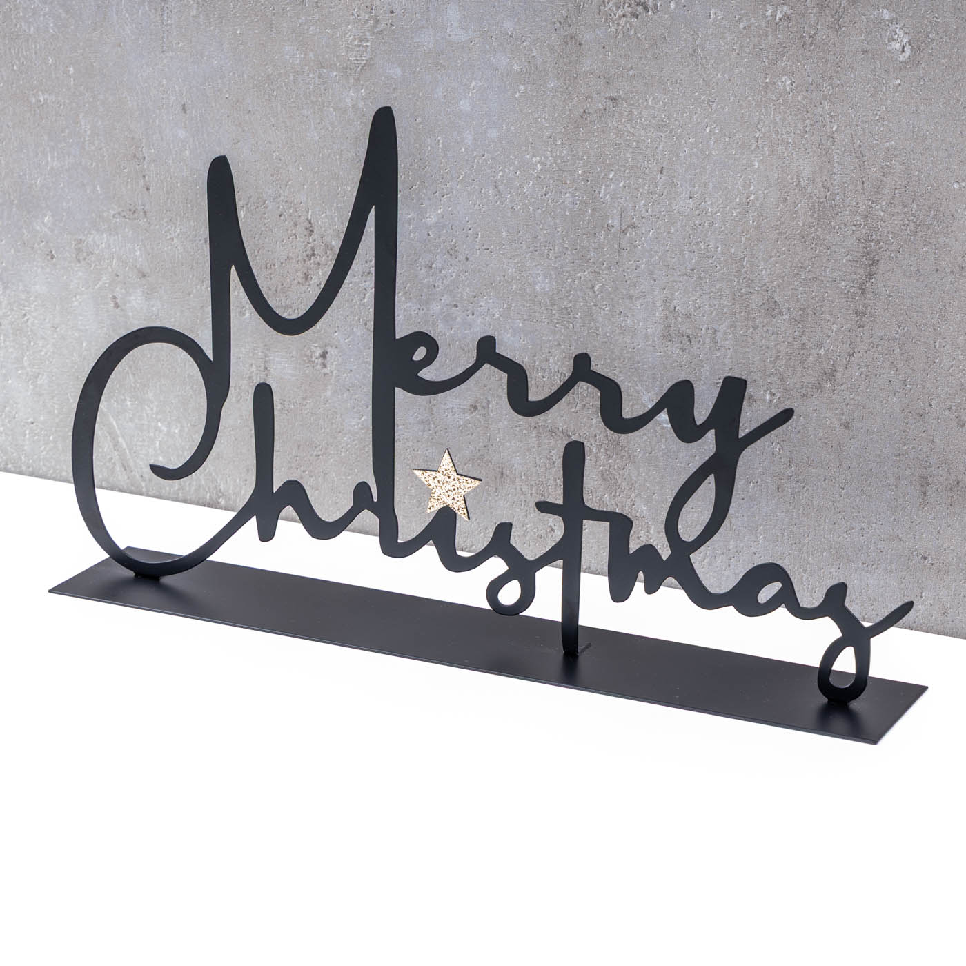 Schriftzug Merry Christmas 28cm Metall Schwarz Tischdeko Weihnachtsdeko Spruch