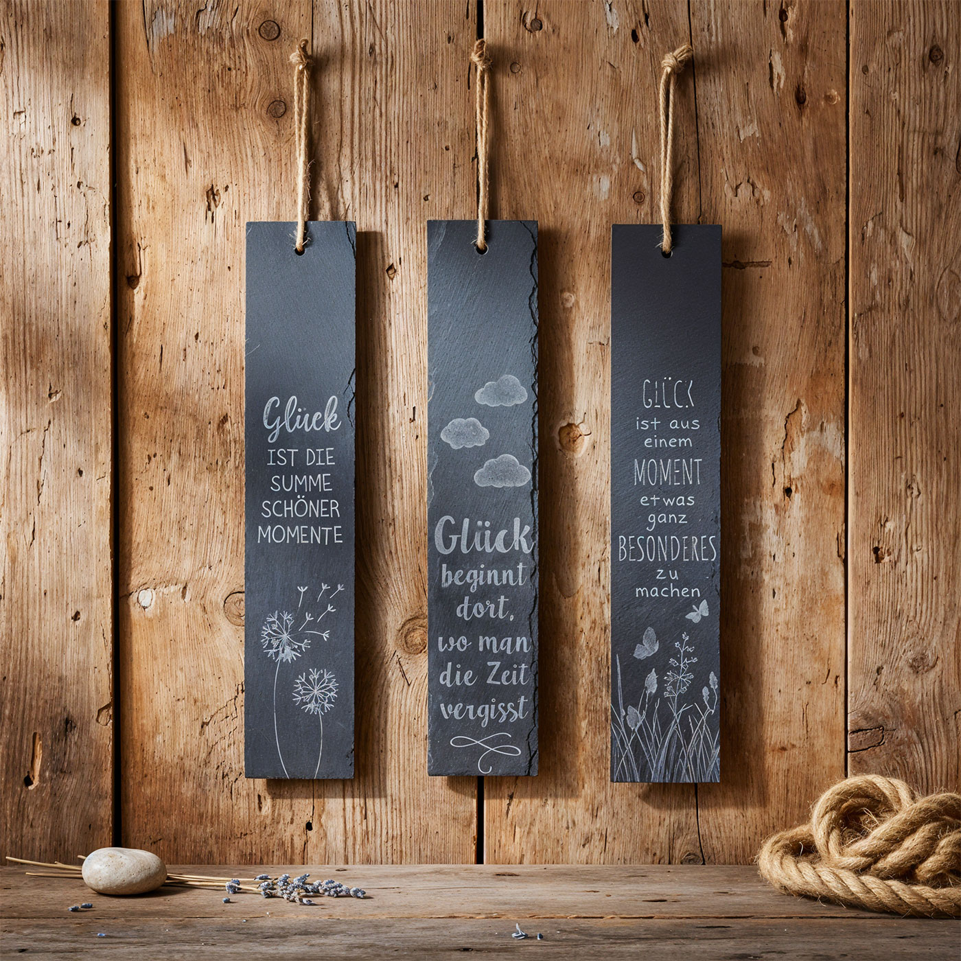 Schiefer Schilder Glück H30cm Sprüche Deko Schild Schiefertafel Wandbild Schwarz