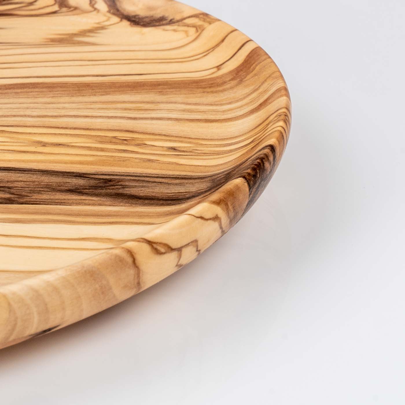Runder Teller Holz 30x30cm Olivenholz Holzteller Natur Unikat Küche Tischdeko