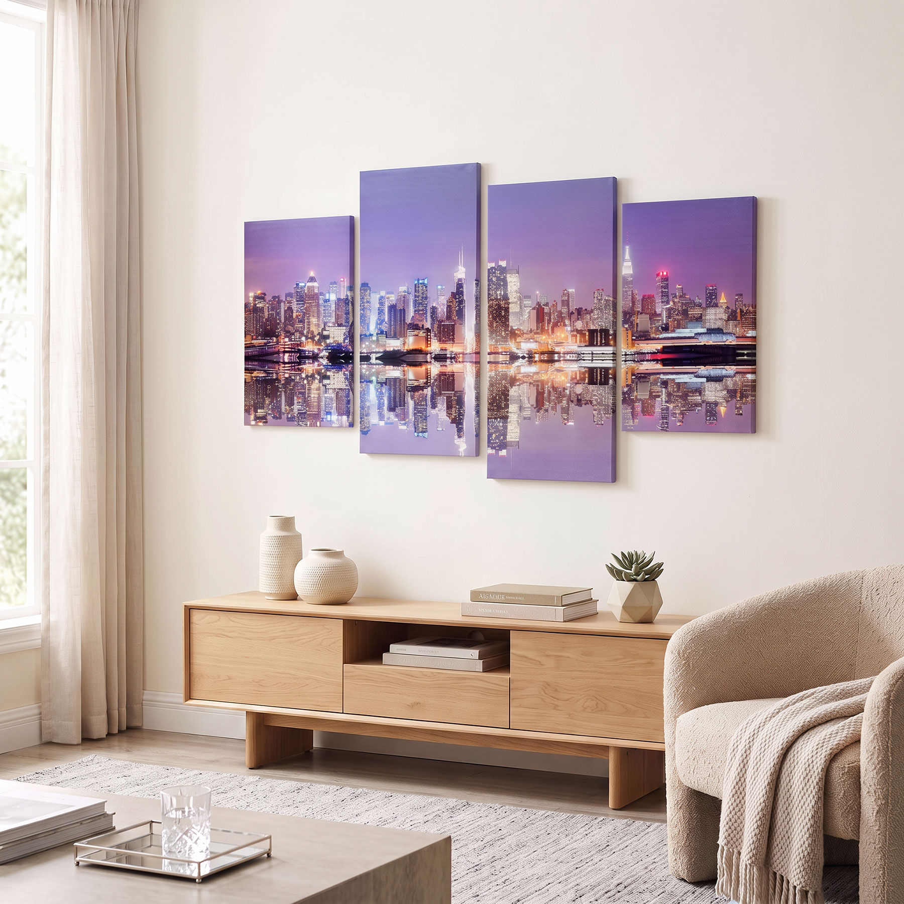 Wandbild 4 teilig Manhattan Skyline New York USA Amerika Bild Leinwand