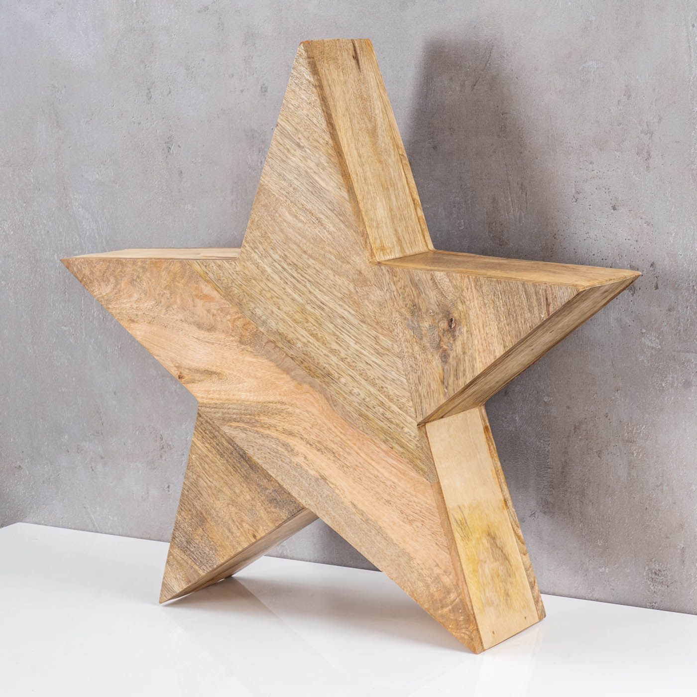XL Stern Holzstern Mango 48cm Mangoholz Braun Natur Deko Tischdeko Holzdeko