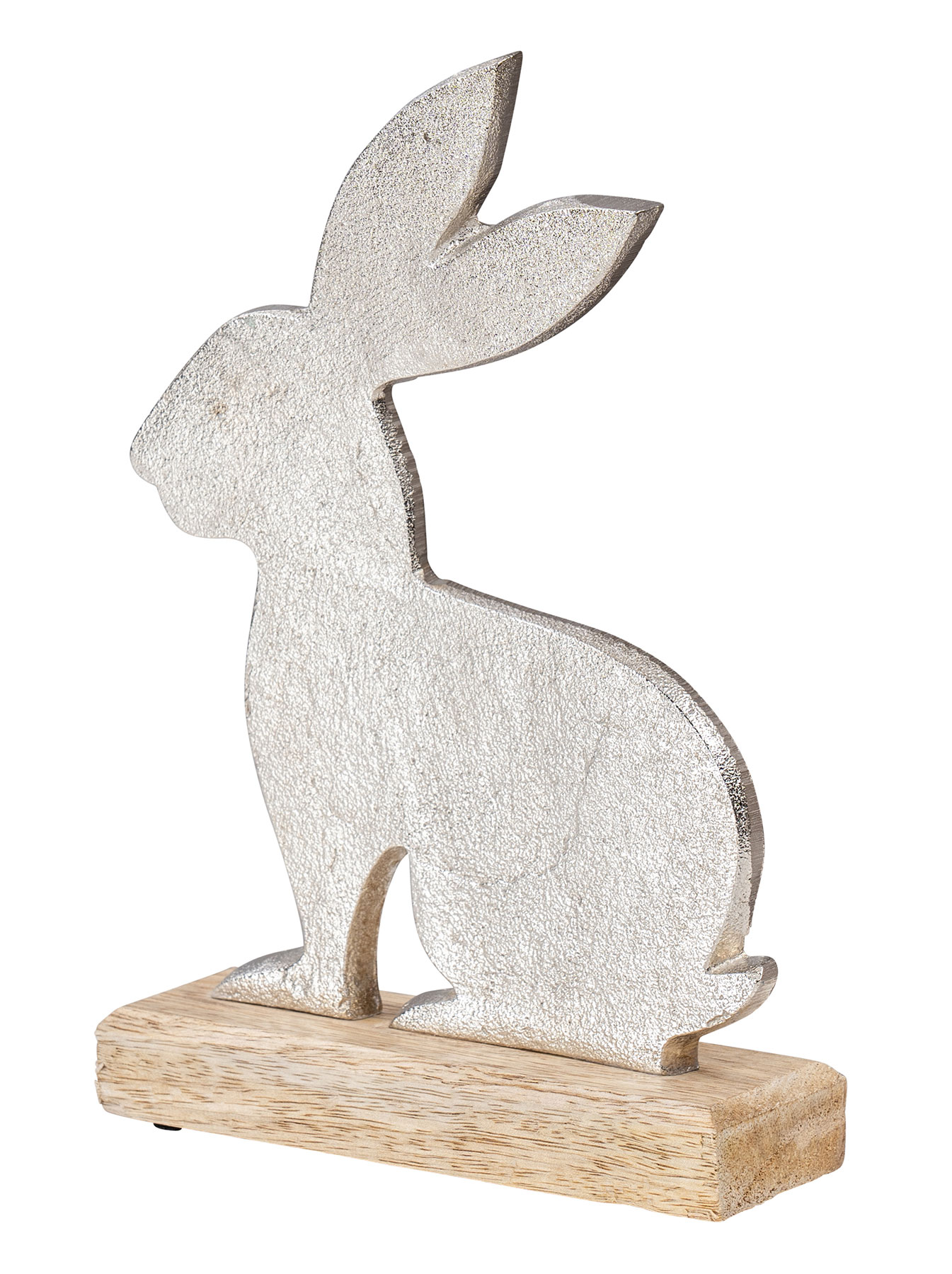 Metall-Hase H23cm Mango Holz Metall Aufsteller Tischdeko Osterhase Figur Deko