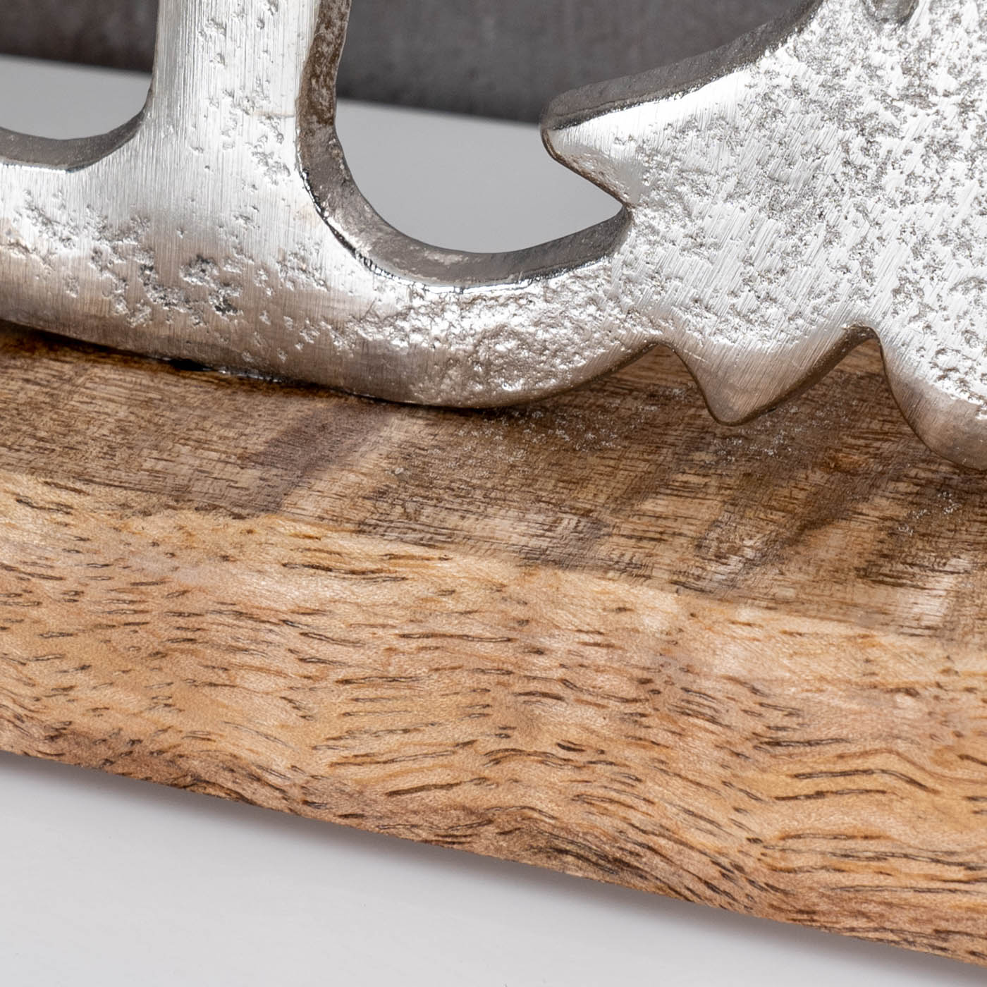 Aufsteller Moin L40cm Metall Silber Mango Holz Maritim Tischdeko Deko Schriftzug