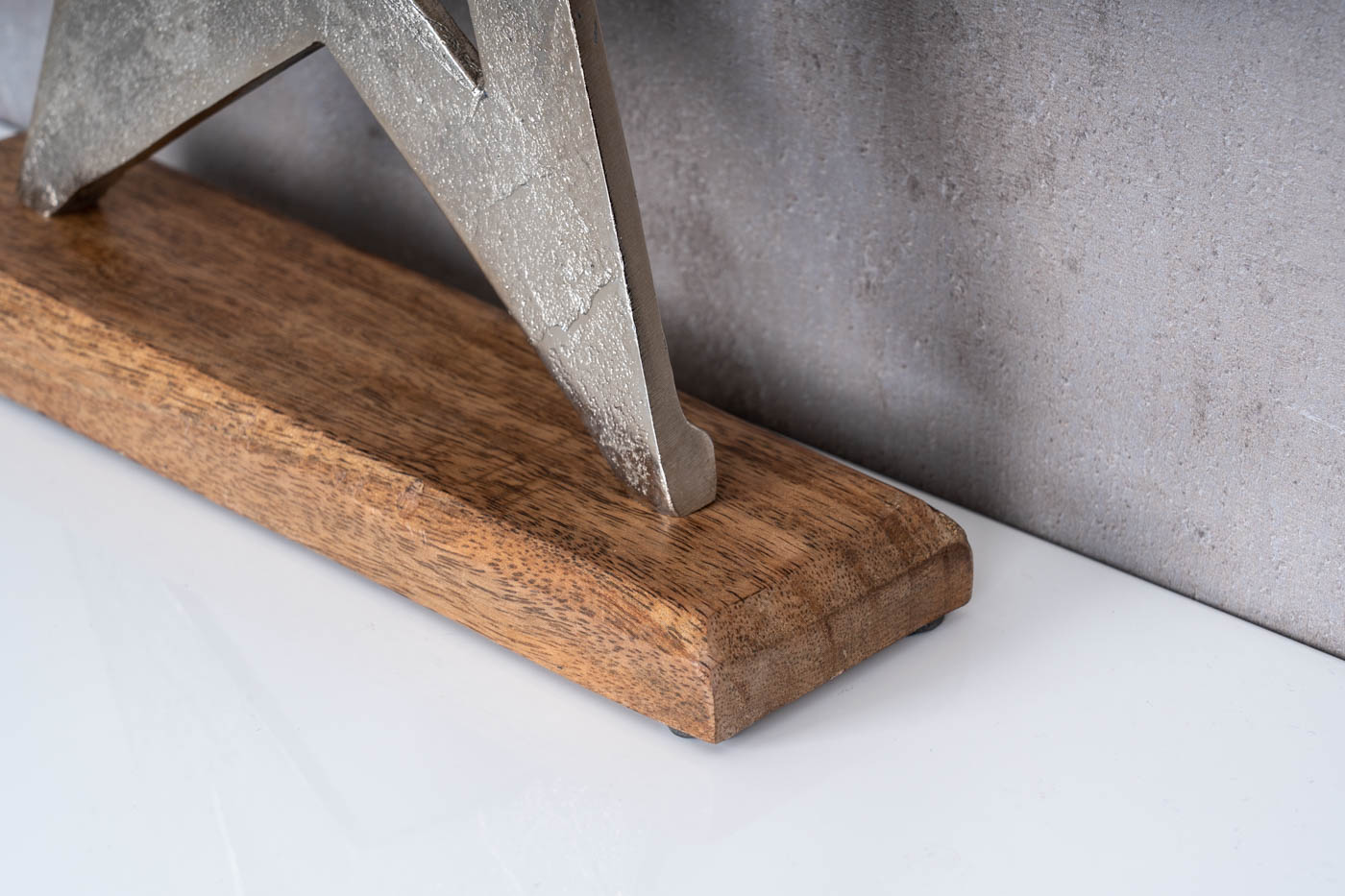 Stern 30x30cm Metall Mango Silber Braun Tischdeko Holz Metallstern Dekoration