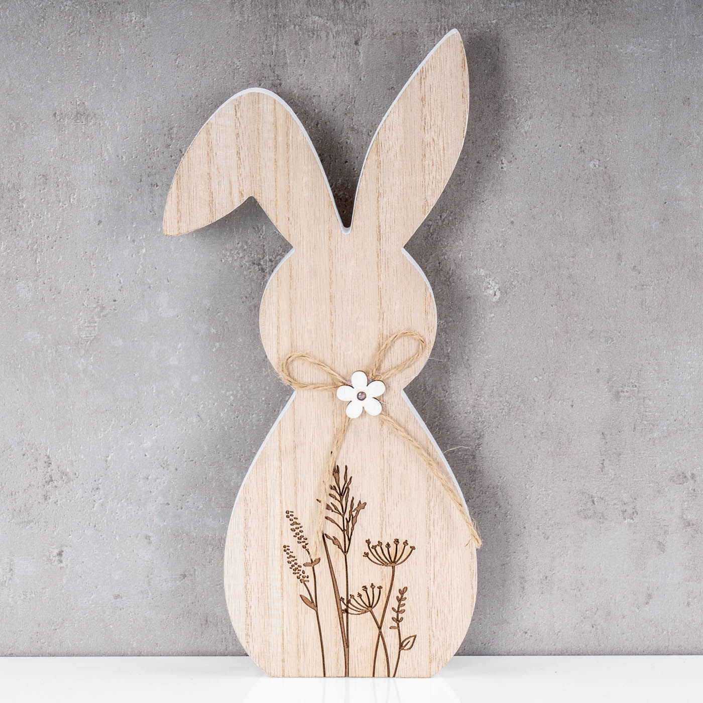 Deko Aufsteller Hase Holz H20cm Blumen Natur Tischdeko Frühling Ostern Deko