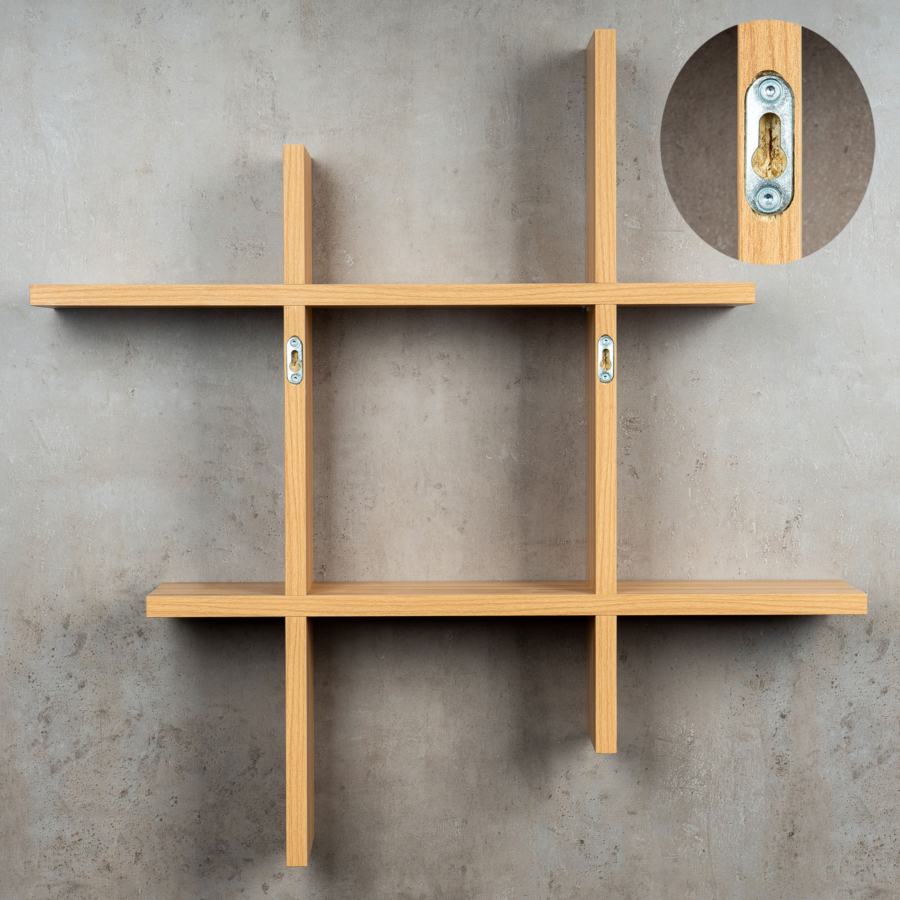 levandeo Hashtag Regal 75x75cm Wandregal Holz Kernbuche Bücherregal Hängeregal