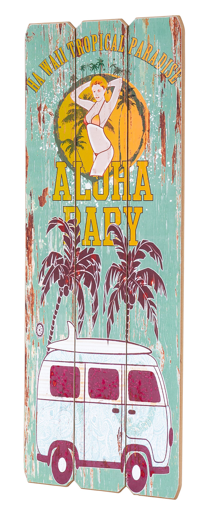 Holzschild Aloha Baby 30x80cm Hawaii Holzbild Wandbild Holzdeko Schild Wanddeko