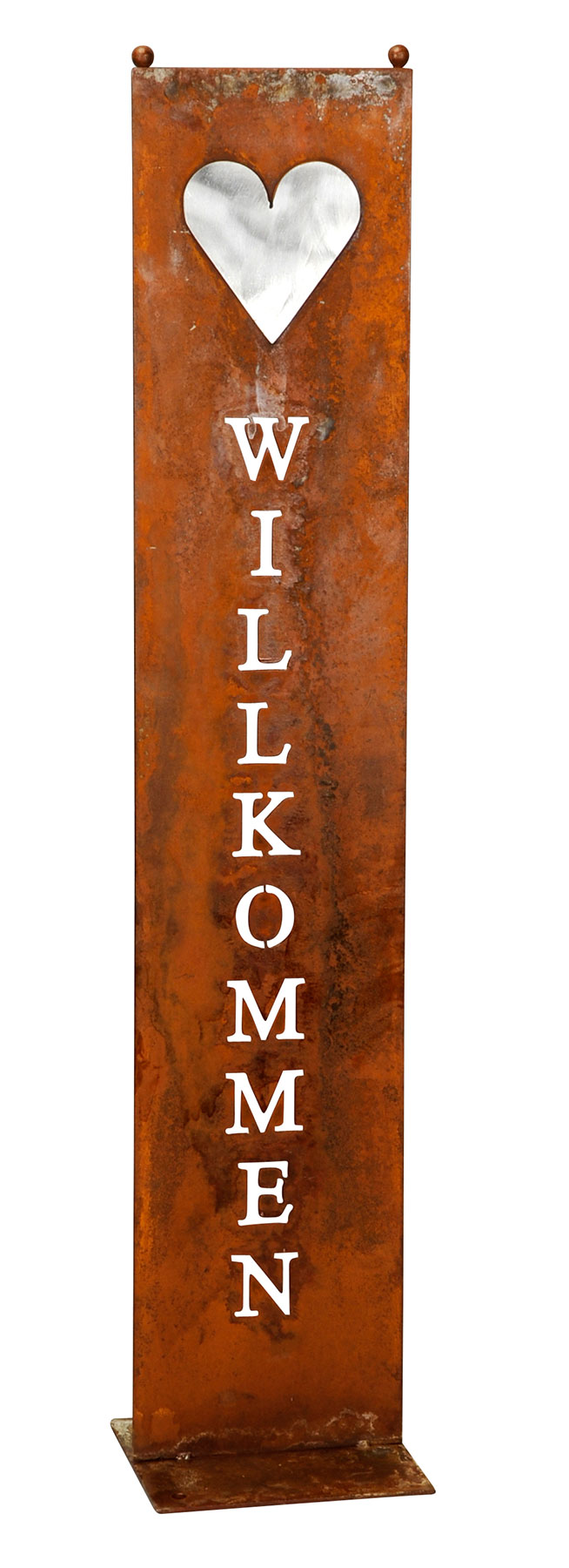 Stele Willkommen Garten-Deko 20x100cm Herz Rost Rostdeko Edelrost Schild