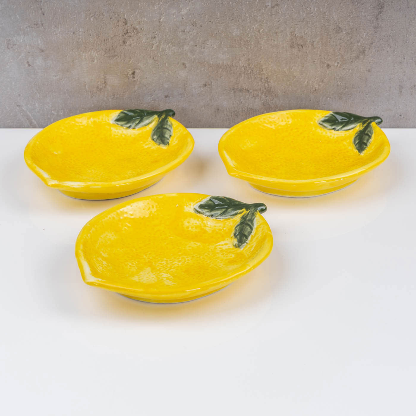 3er Set Teller Zitrone Keramik 16cm Sommer Obst Dekoschale Tischdeko Snackschale