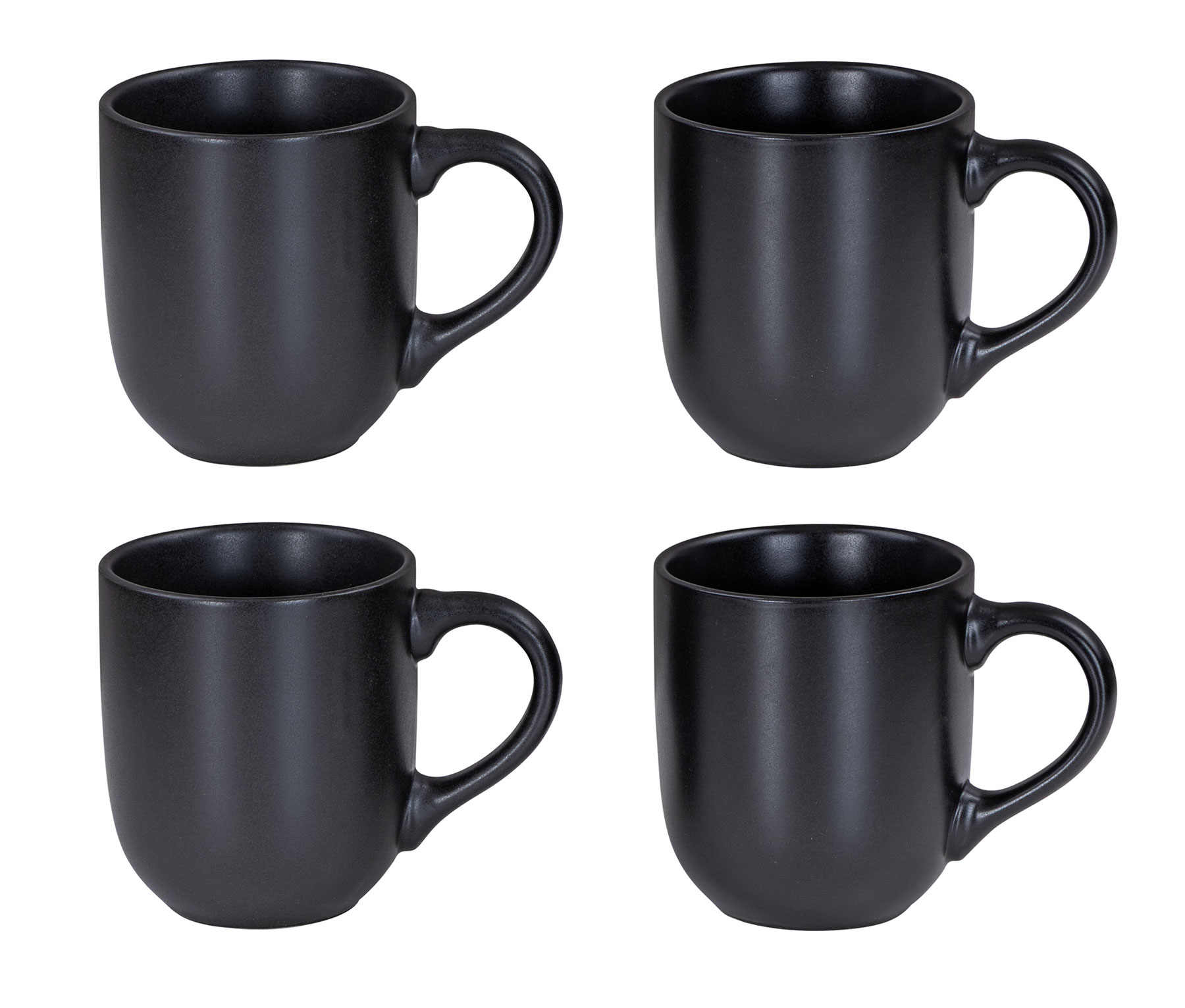 4er Set Steingut Tassen 300ml Schwarz Kaffeetasse Kaffeebecher Edel Design