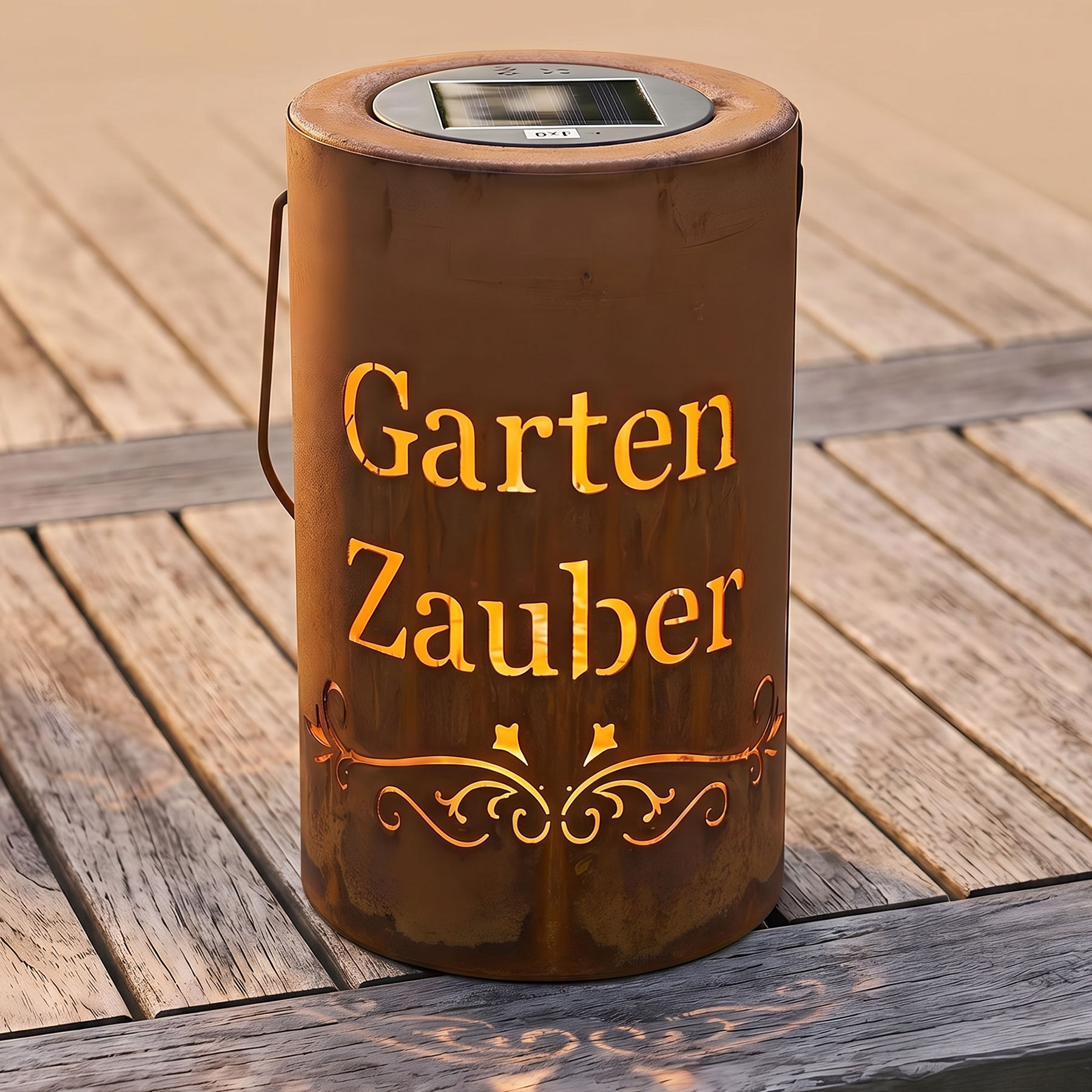 Solar Laterne Garten Zauber H20cm Gartenleuchte Edelrost Solarleuchte Gartendeko