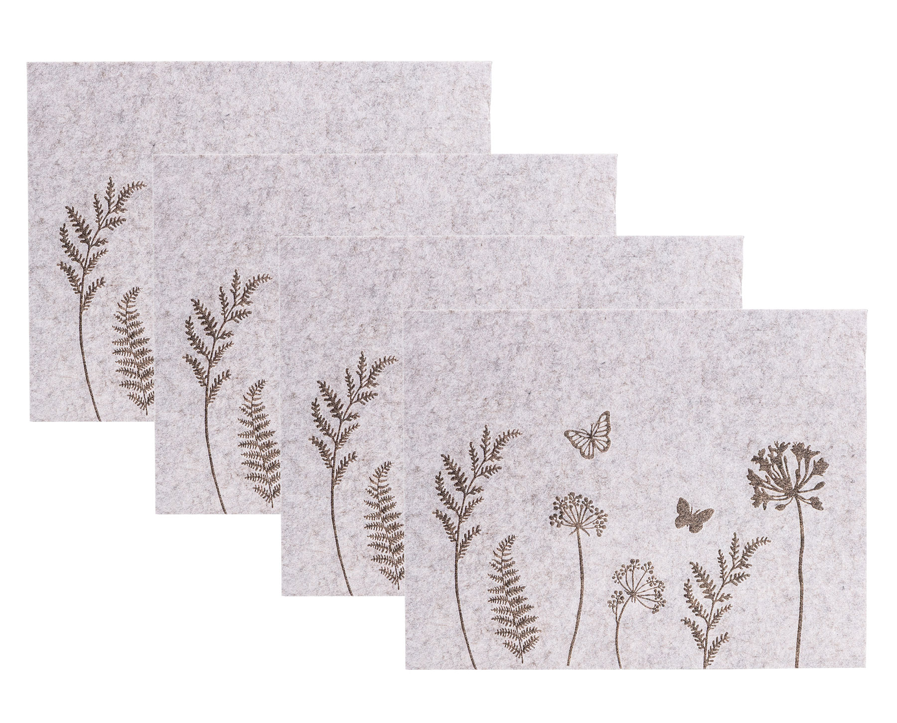 4er Set Tischset Filz 45x35cm Blumen Platzdeckchen Platzset Frühling Tischdeko
