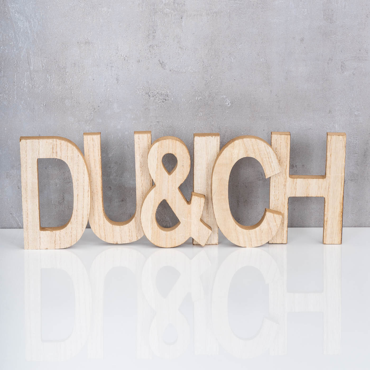 Aufsteller Du Und Ich L43cm Holz Natur Braun Tischdeko Geschenk Schriftzug Deko