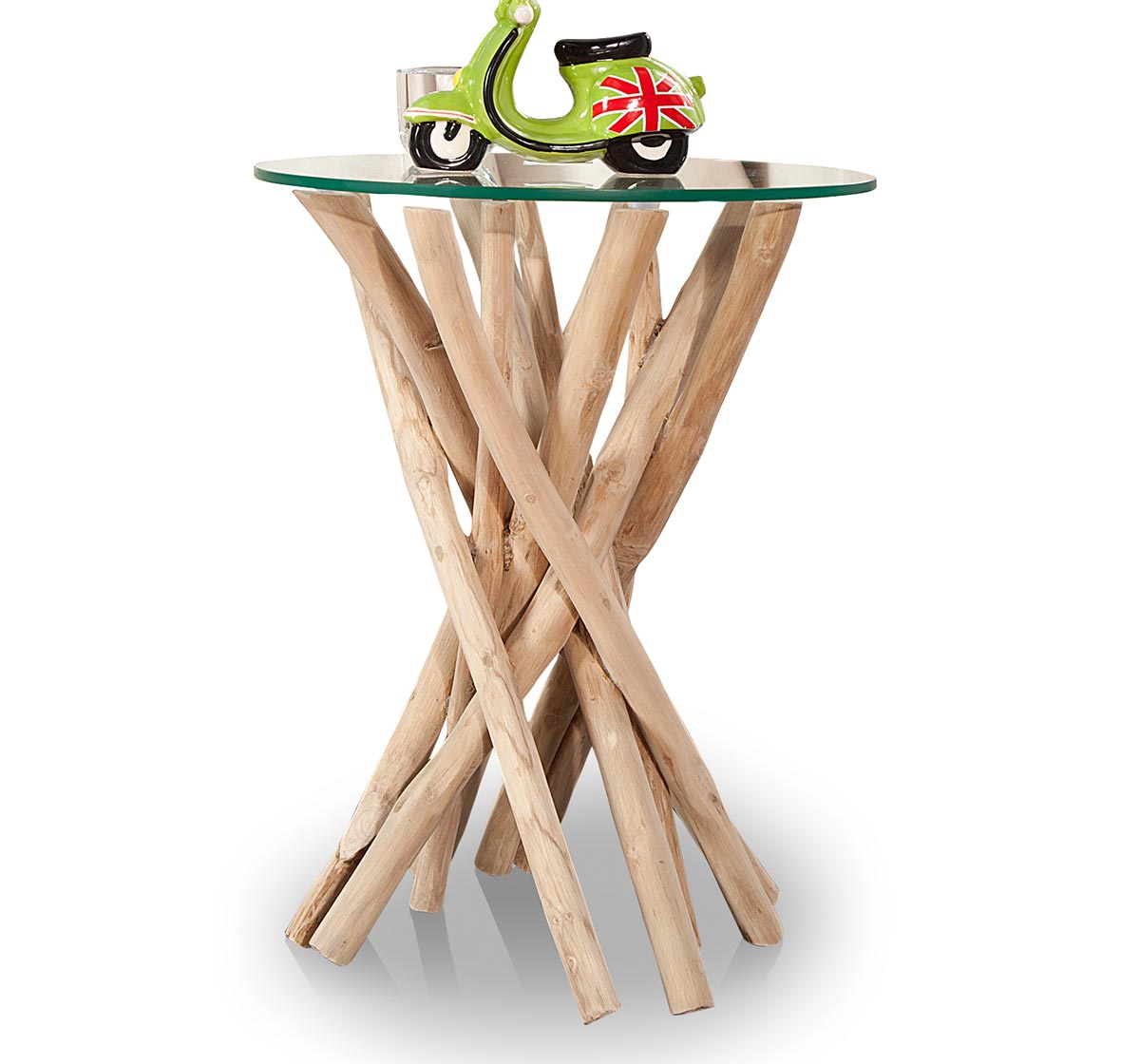 Couchtisch Beistelltisch Treibholz Glas 50x40x40cm Unikat