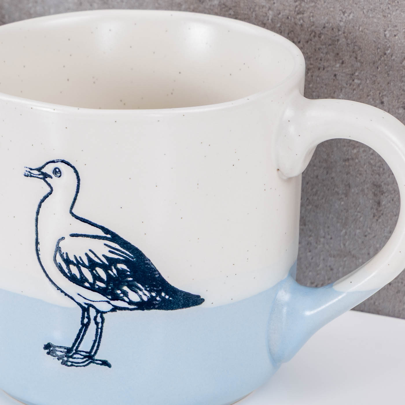 2er Set Tassen Anker Möwe 350ml Steingut Kaffeetasse Becher Blau Maritim Design