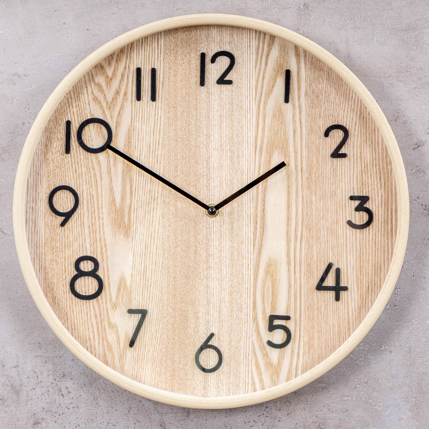 Wanduhr 38cm Rund Natur Schwarz MDF Holzuhr Wanddeko Design Uhr Wandobjekt Deko
