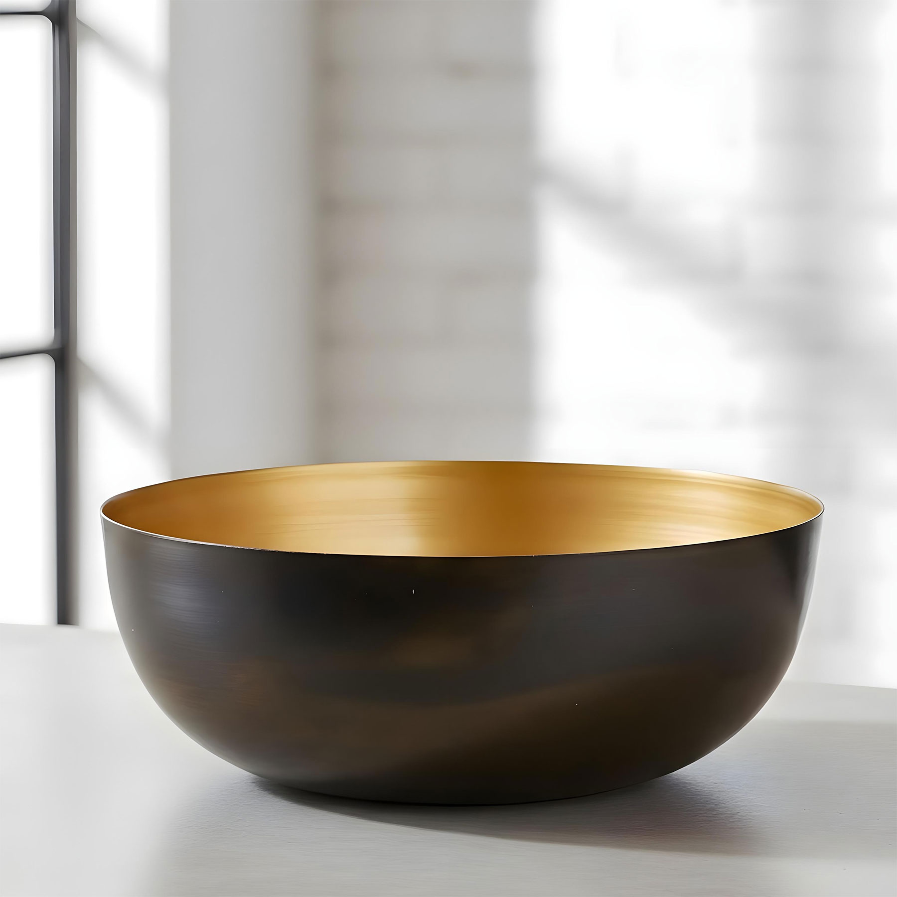 Schale Rund Ø25cm Schwarz Gold Metall Schüssel Dekoschale Tischdeko Aufbewahrung
