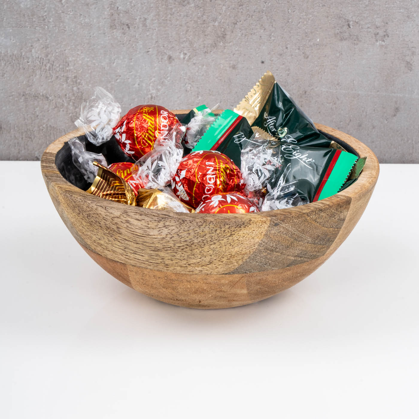 Schüssel 15cm Mango Holz Grau Perlmutt Emaille Schale Bowl Salatschüssel Deko