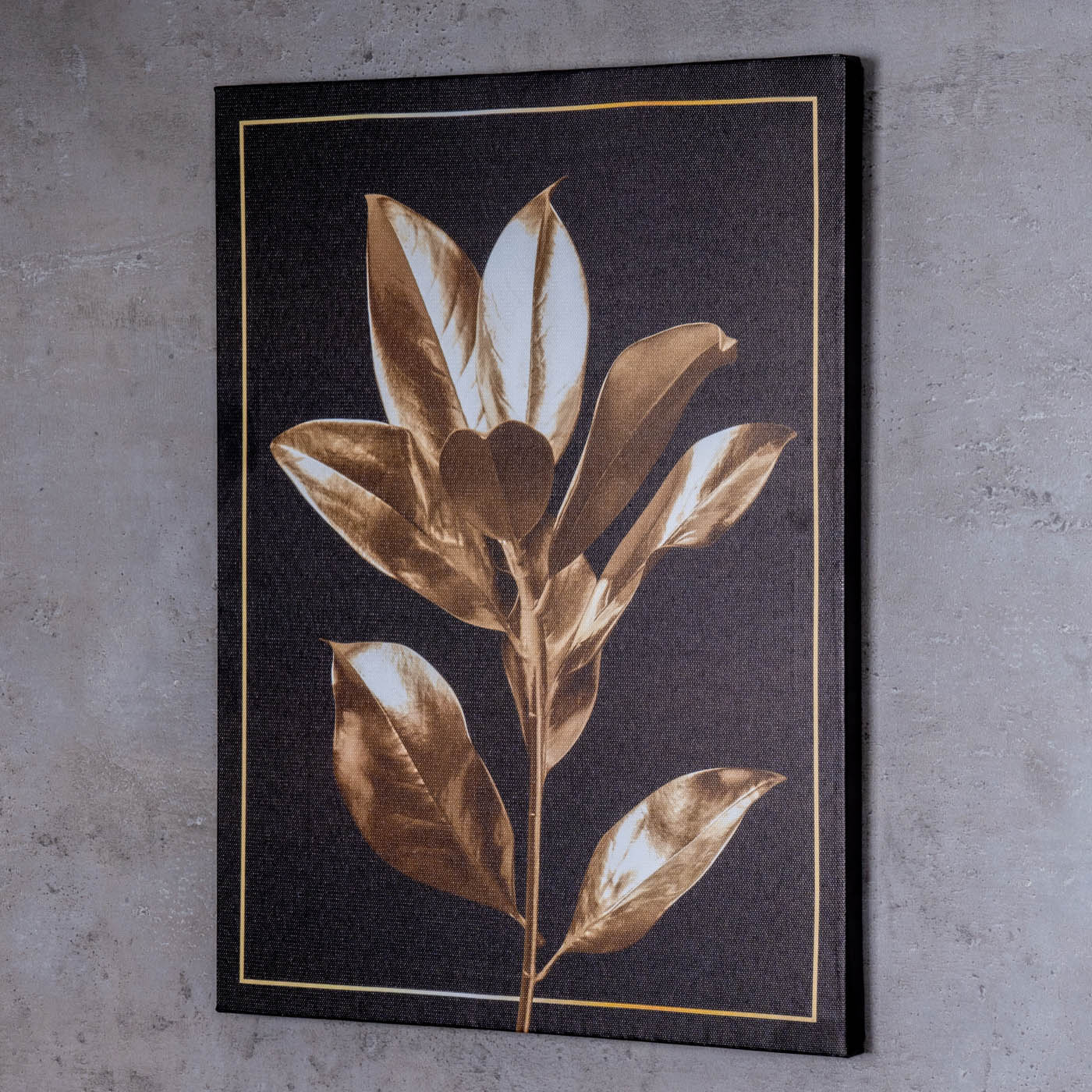 3er Set Wandbilder 30x40cm Blätter Schwarz Gold Wanddeko Monstera Leinwand Deko