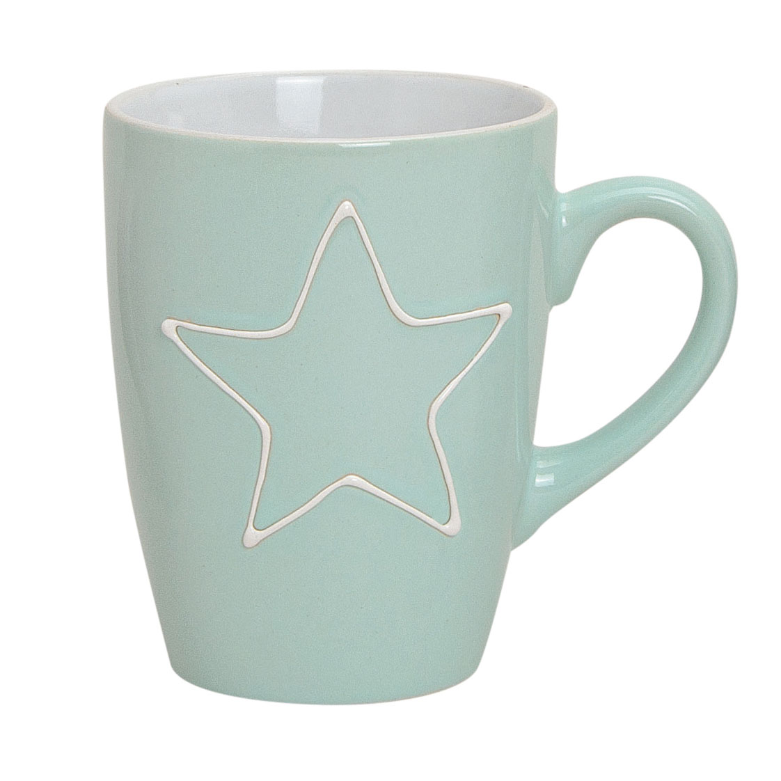 3er Set Becher 300ml Stern Keramik Pastell Rosa Grün Grau Kaffeepott Tasse