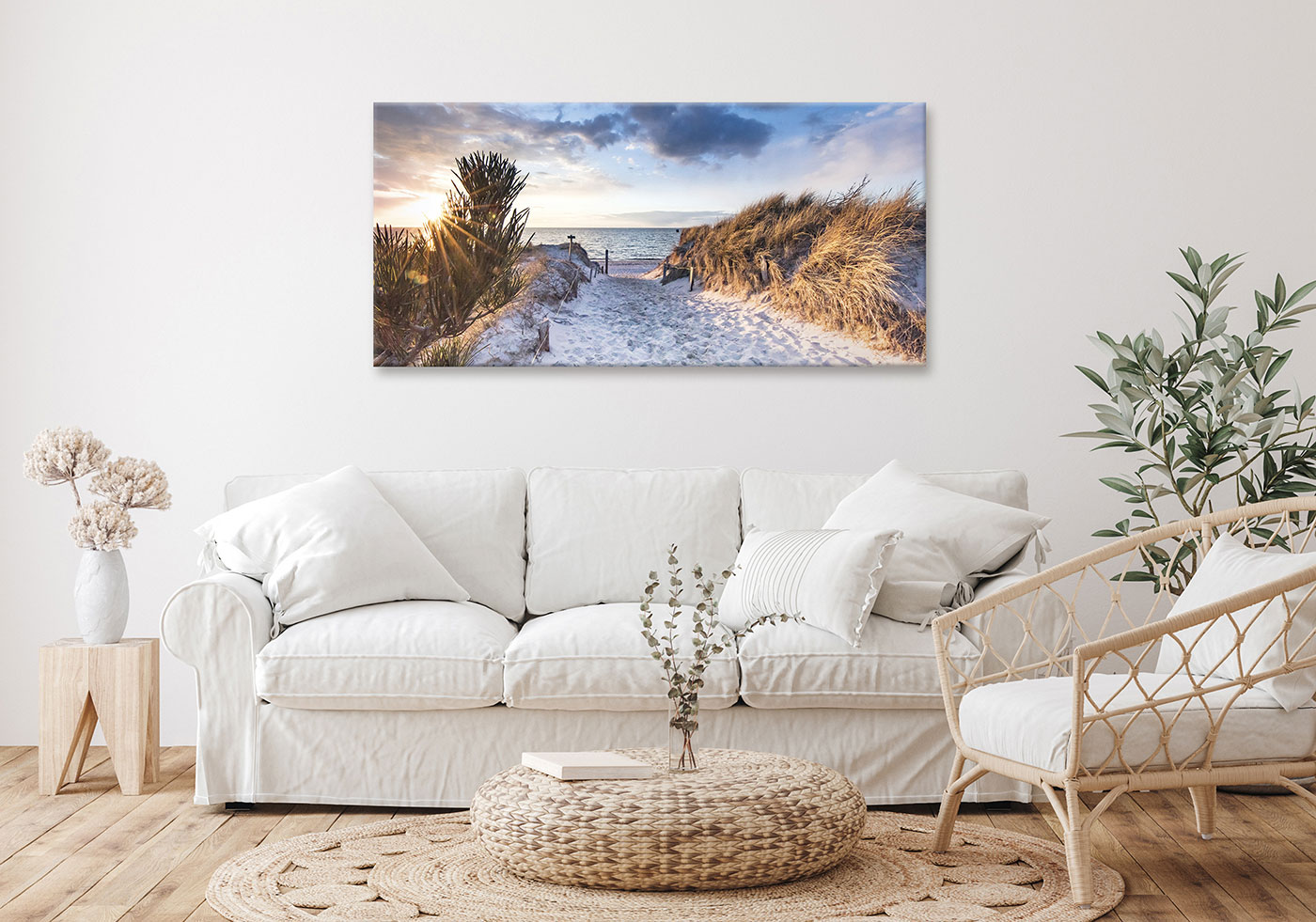 XXL Leinwandbild 115x55cm Bild Sand Strand Düne Meer Wandbild Deko Wanddeko