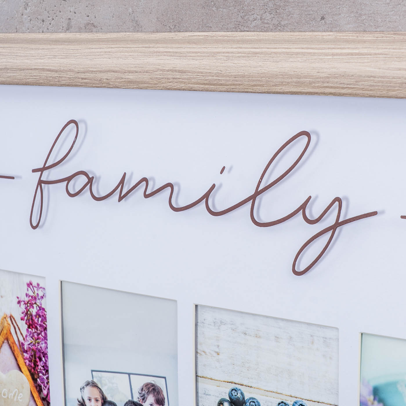 Bilderrahmen 4 Fotos 10x15 Natur Family Passepartout MDF Holz Fotorahmen