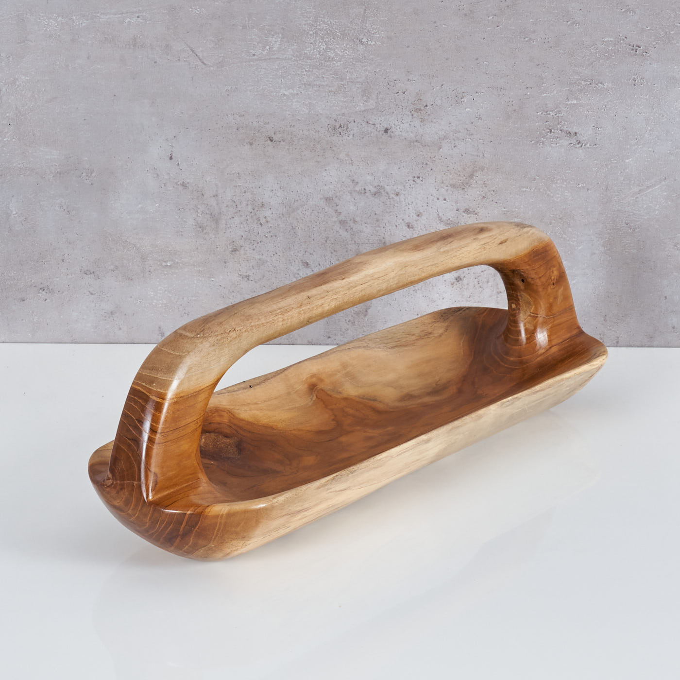 Schale ca. 60x20cm Teakholz mit Griff Holzschale Dekoschale Natur Unikat