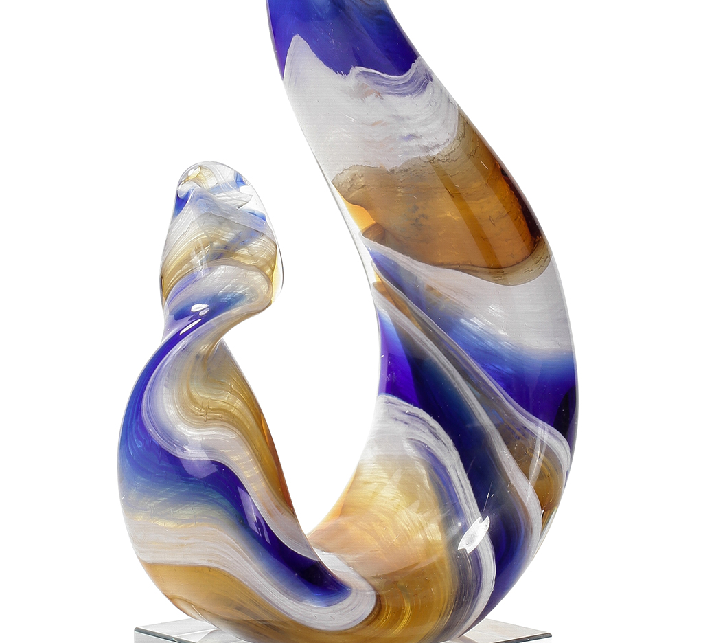 Designer Skulptur aus Glas - 24x9cm - Design Glasskulptur Unikat Gold
