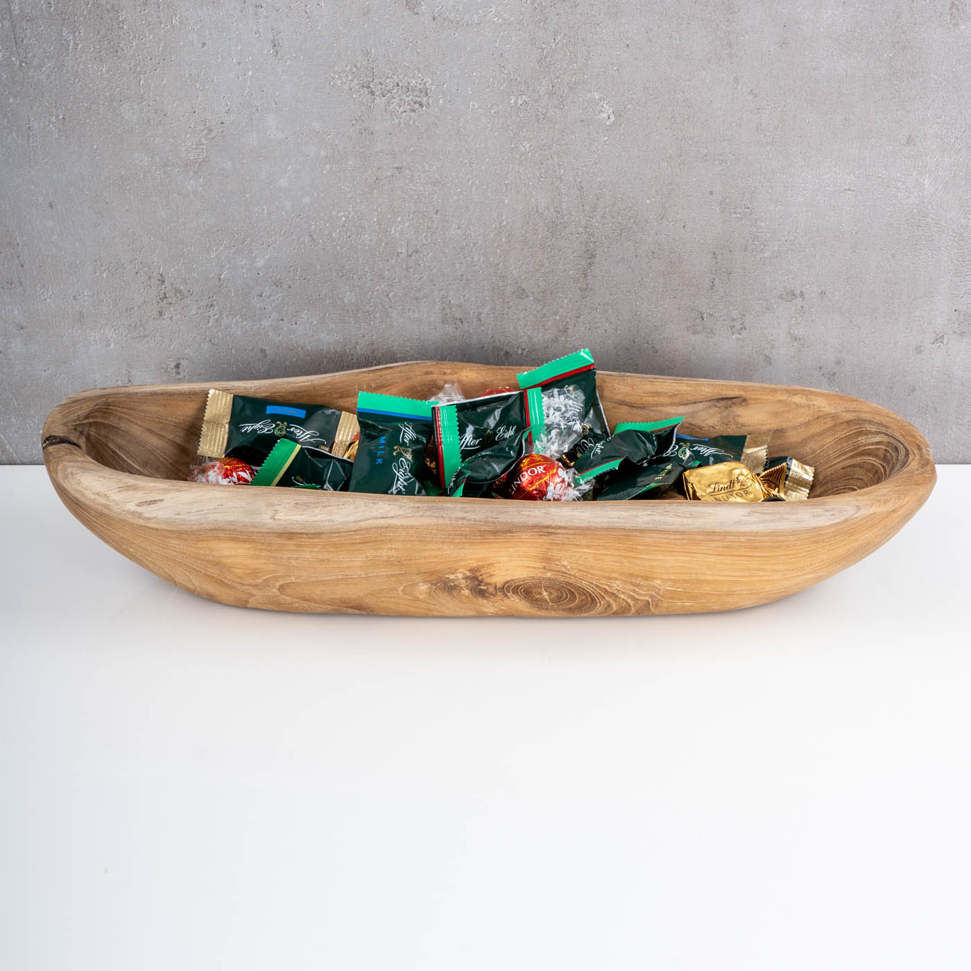 Teakholz Schale ca. L39cm Massiv Holz Obstschale Schüssel Holzschale Dekoschale