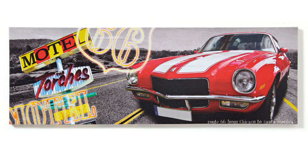 Wandbild Route 66 Las Vegas Auto Chicago Leinwandbild 30x90cm