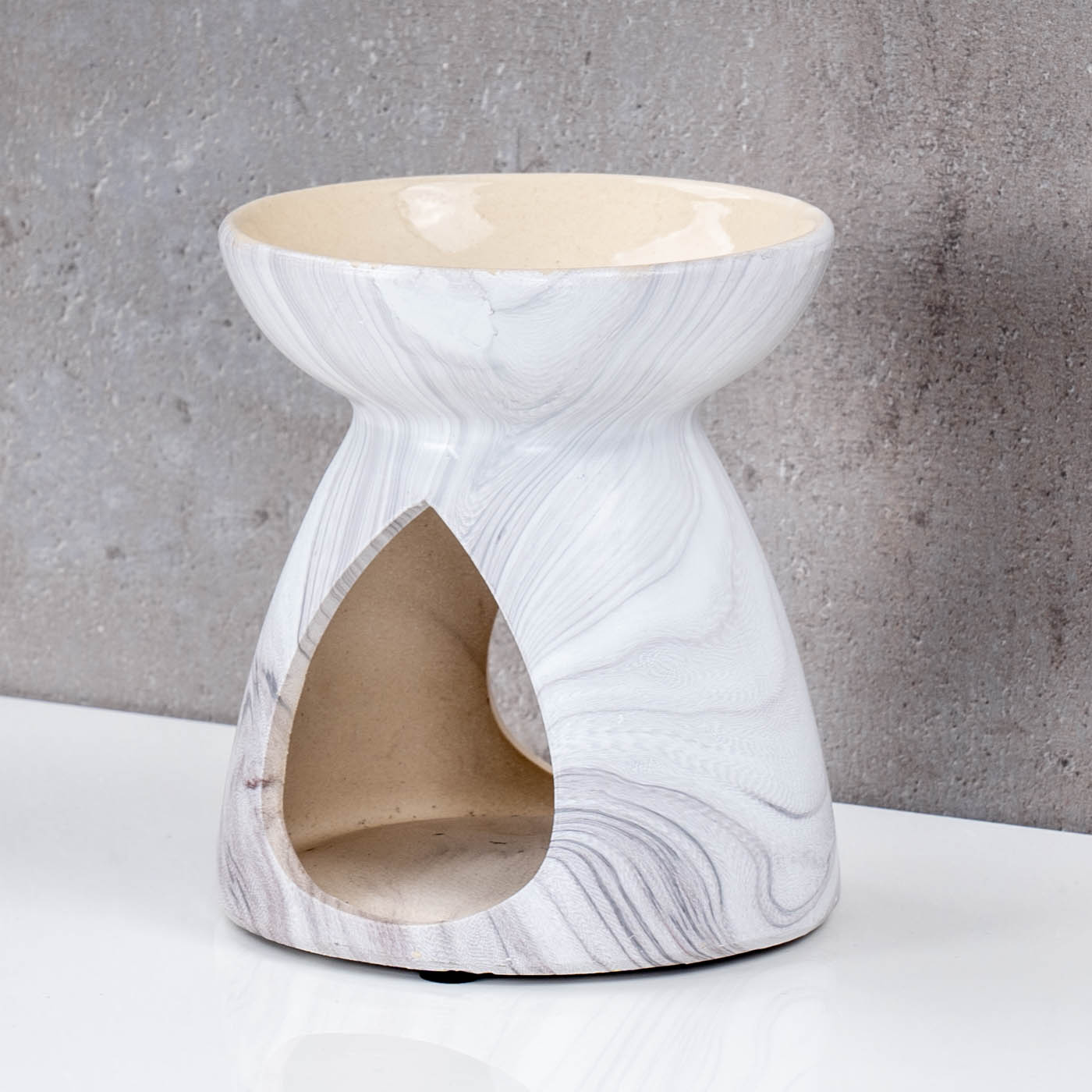 Duftlampe Keramik Marmoroptik Schwarz Weiß Öllampe Aromalampe Tischdeko Duft