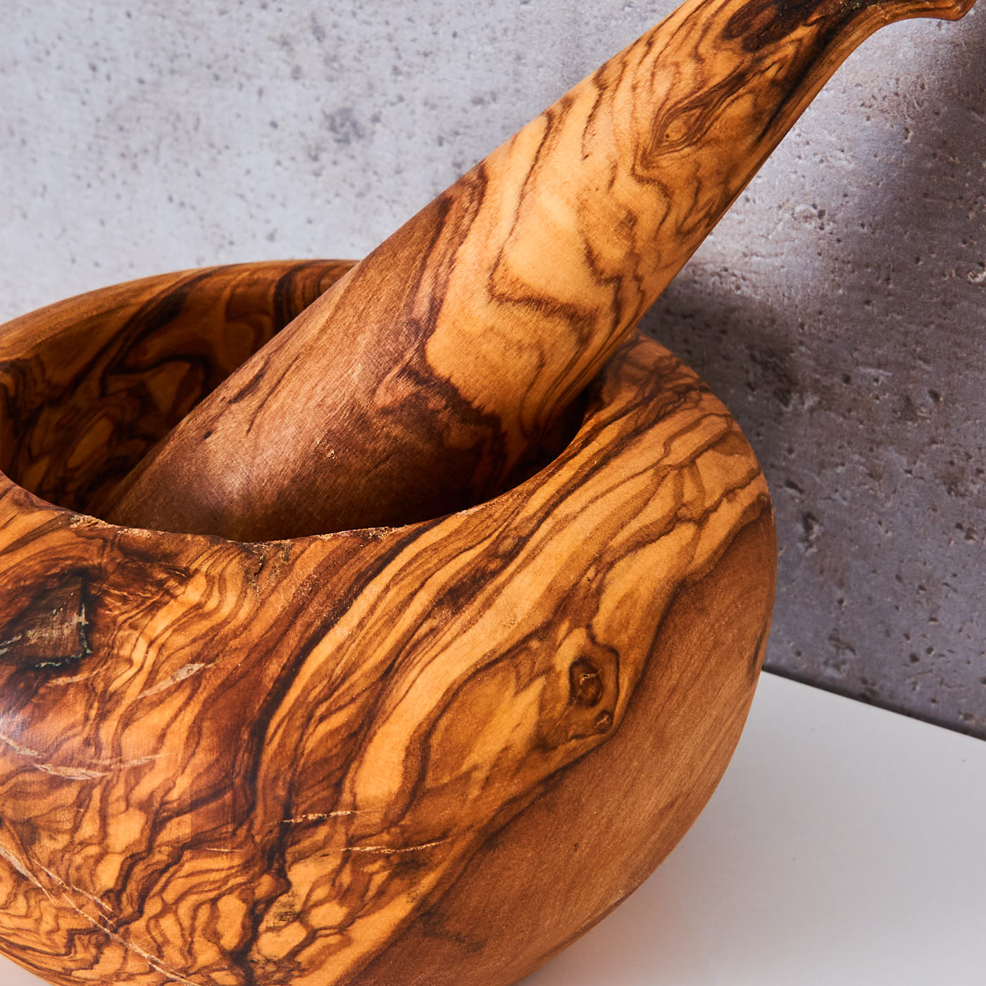 Mörser H6cm Olivenholz Holzmörser Stößel Holz Gewürzmühle Küche Natur Unikat