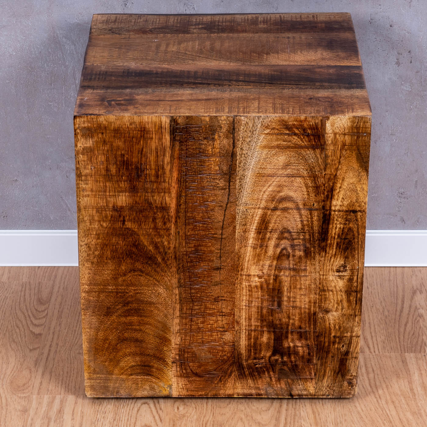 Beistelltisch Hocker 40x45cm Mango Tisch Holzhocker Rollen Holztisch Massiv-Holz